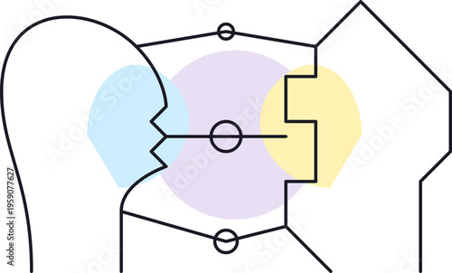 A minimalist graphic illustration representing the concept of communication between two people