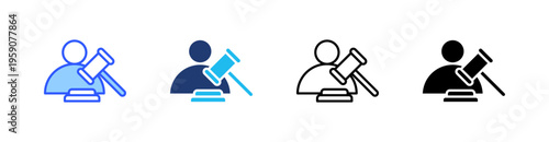 Judge Multi Style Icon Set Vector 