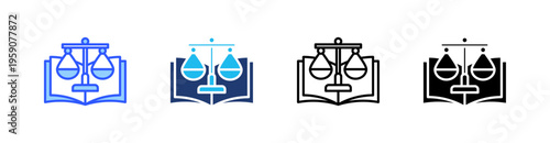 Law Book Multi Style Icon Set Vector 