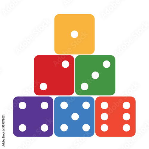 Colorful dice, Game dice. Set of game dice.