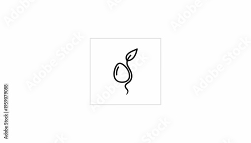 Seedling Sprout Growing from Seed, Minimalist Line Art Icon, Symbol of Growth and New Life