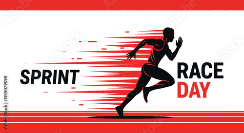 Dynamic Illustration of Runner in Sprint Race on Race Day with Speed Lines Design