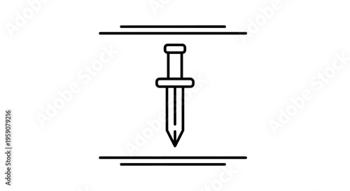 Sharp Dagger Icon with Double Lines Border