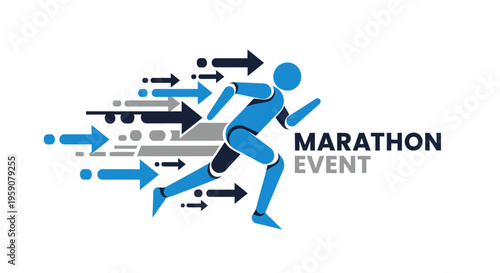 Dynamic Marathon Event Runner With Motion Arrows