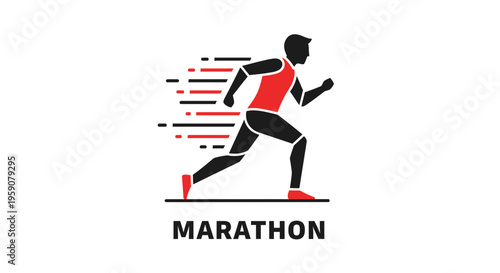 Dynamic Marathon Runner Silhouette Speed Motion Graphic