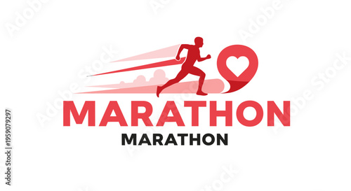 Dynamic Marathon Runner Icon With Heart Symbol Capturing Speed And Endurance