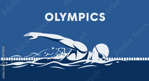Dynamic Olympic Swimmer Racing Through Blue Waters