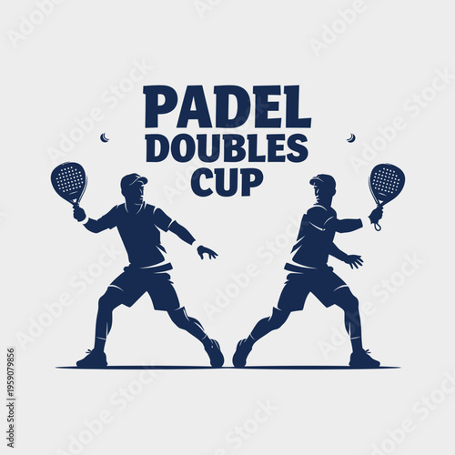 Dynamic Padel Doubles Cup Silhouette: Two Players Engaging in a Sporty Competition