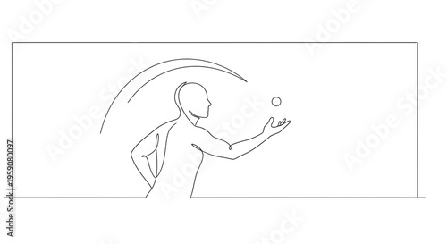 Minimalist Line Art of a Person Juggling Balls, Abstract Arc Motion