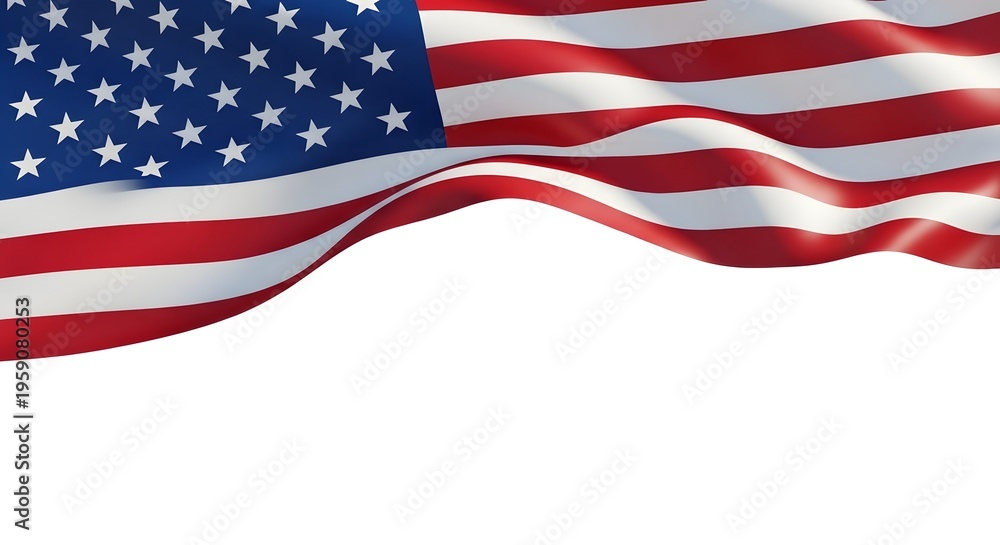Fototapeta premium American flag on white background