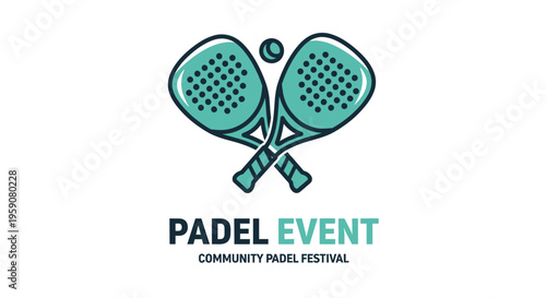 Dynamic Padel Event Logo Design Crossed Racquets and Ball Graphic