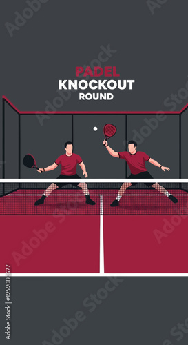 Dynamic Padel Match Illustration Depicting Intense Competition And Competitive Action