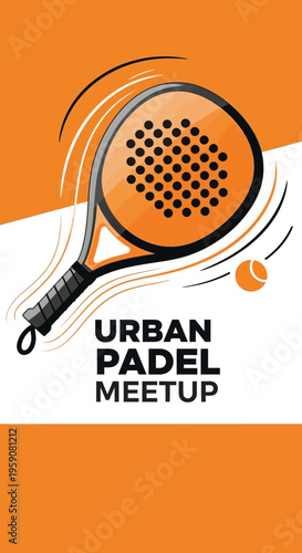 Dynamic Padel Racket and Ball Graphic For Urban Sports Events Promotion