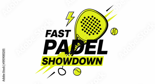 Dynamic Padel Showdown: A Fast-Paced Sporting Event Depicted in Bold Typography