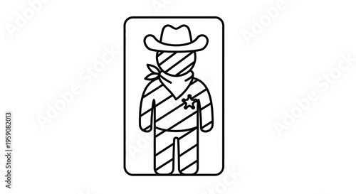 Icon of a Cowboy Character with Sheriff Star and Bandana