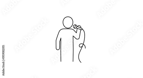 Icon of a person holding a microphone, representing singing, speaking, or performance