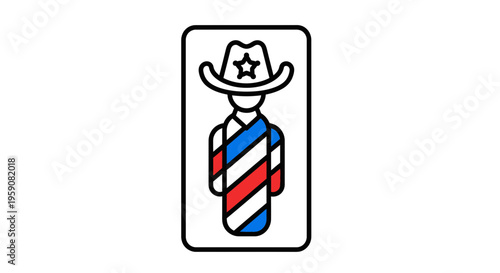 Icon of a Cowboy with American Flag Pattern