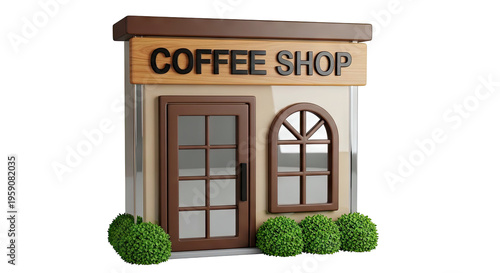 3D Rendered Coffee Shop Exterior