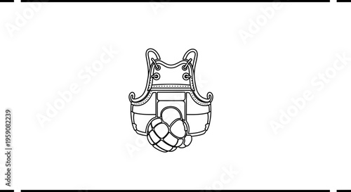 Kendo Bogu Protective Gear and Shinai Bamboo Sword - Line Art Icon