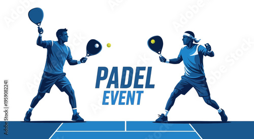 Dynamic Padel Tennis Players Competing In Exciting Match Event