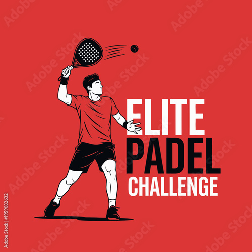 Dynamic Padell Player Executing a Powerful Forehand Smash for an Elite Challenge