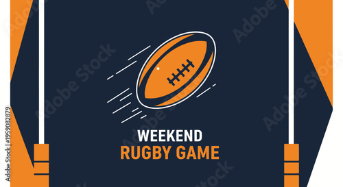 Dynamic Rugby Game Design Illustrating a High-Speed Sport and Weekend Excitement