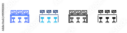 Work Table Multi Style Icon Set Vector 