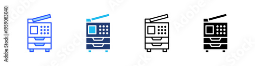 Copy Machine Multi Style Icon Set Vector 