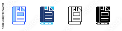 Book Multi Style Icon Set Vector 
