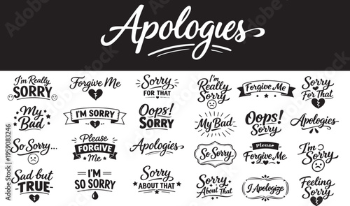 Apologies Lettering Quotes Bundle – Handwritten Sorry & Forgive Me Phrases Set