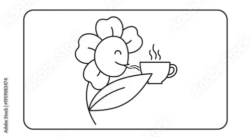 Happy Flower Enjoying Hot Coffee Steam