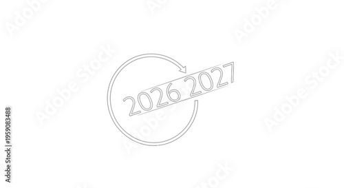 Circular Arrow Around 2026 2027 Years, Future Planning, Time Cycle, New Year Transition