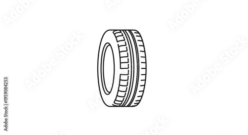 Clean Line Art Illustration of a Car Tire Tread Pattern