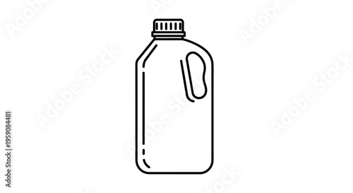 Clean Plastic Bottle with Handle, Line Art Icon