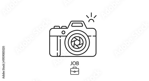 Camera Icon with Briefcase Symbol and 'Job' Text - Photography Career Concept