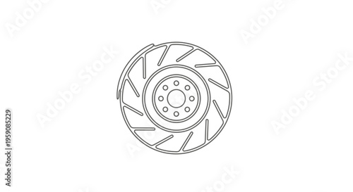 Car Brake Disc Rotor and Caliper Outline Icon Vector Illustration