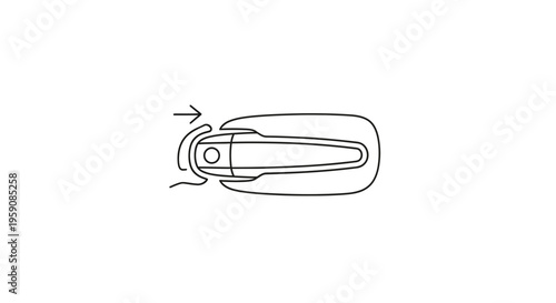 Car Door Handle Mechanism Illustration: Opening with Finger and Arrow