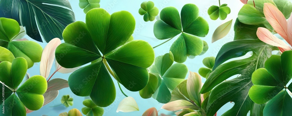 Naklejka premium Shamrock and clover frame background in green for St. Patrick's Day celebration and spring designs