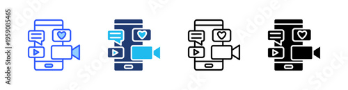 Social Media Multi Style Icon Set Vector 