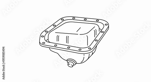 Car Oil Pan Sketch - Automotive Engine Part, Oil Sump Illustration