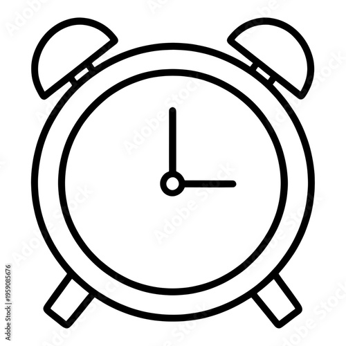 Alarm Clock With Hands Line Icon