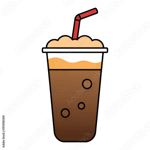 Dark Soda With Straw And Foam UI Icon