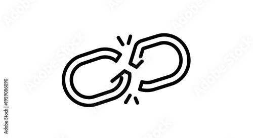Broken Link Icon Symbol, Disconnected Chain Symbol, Error Concept