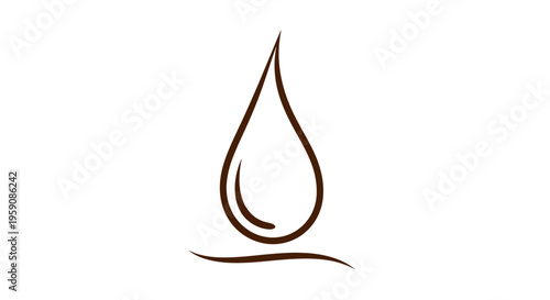 Brown Water Drop Icon on White Background