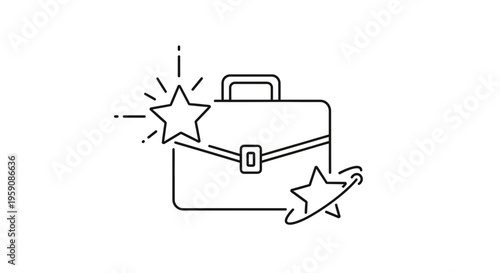 Business Success Icon: Briefcase with Shining Stars, Symbolizing Achievement and Excellence