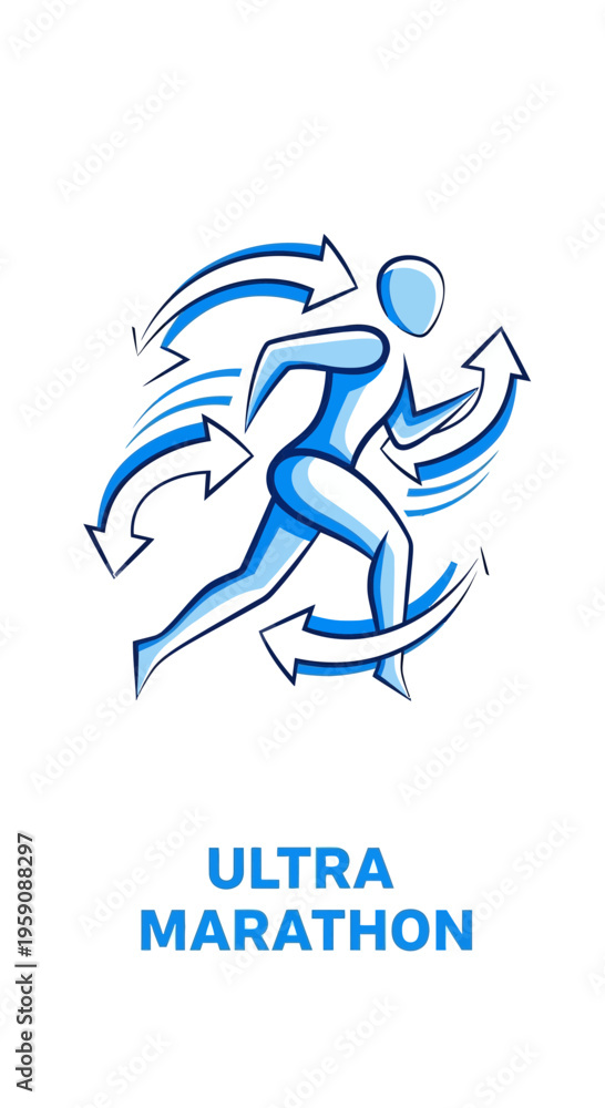 Fototapeta premium Dynamic Runner Icon With Swirling Arrows Symbolizing Endurance and Speed
