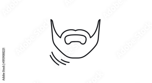 Beard Style Icon, Mustache and Goatee Line Art, Grooming and Male Fashion Symbol