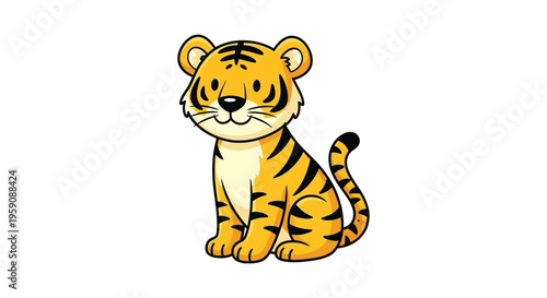 Adorable cartoon tiger cub vector illustration design featuring a friendly wild animal character