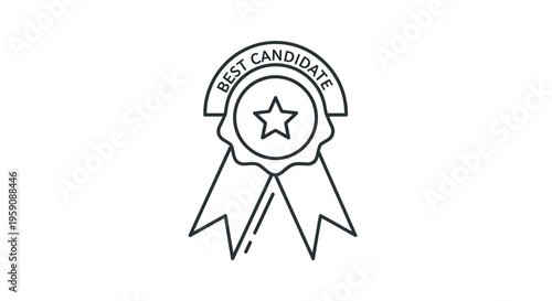 Best Candidate Award Ribbon with Star and "Best Candidate" Text - Vector Icon