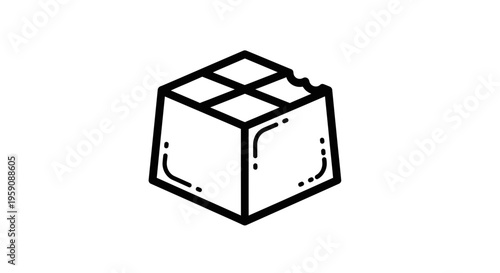Bitten Chocolate Square Icon, Sweet Dessert Treat, Delicious Food Symbol